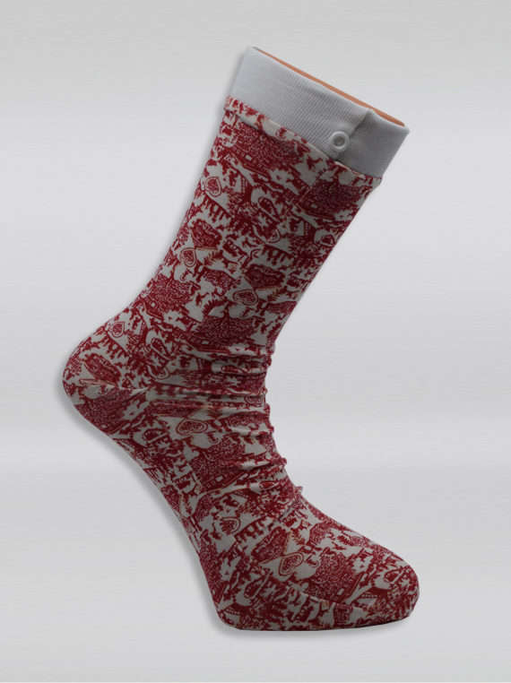 Ponožky červenobílé vzorované